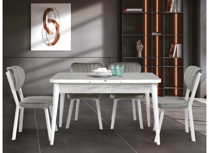 White Exclusive Dining Table Dining Room Designer Wood Extendable Top