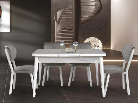 White Extendable Dining Table Top Monochrome Dining Room Table