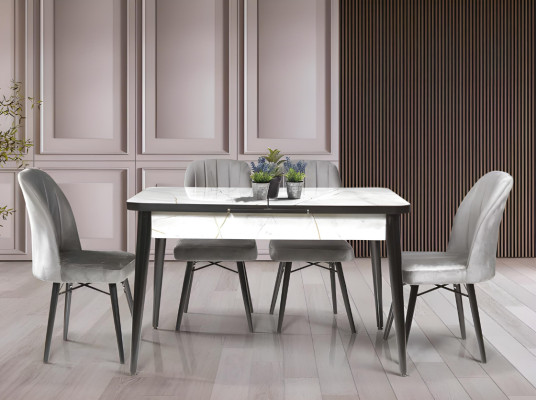 Black and White Dining Table Designer Extendable Tabletop Dining Room Furniture