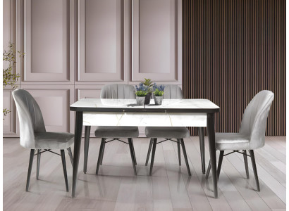 Black and White Dining Table Designer Extendable Tabletop Dining Room Furniture