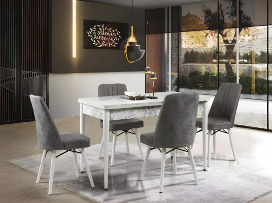 Extendable white dining table exclusive kitchen table modern wood furniture