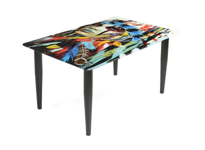 Colorful coffee table made of tempered glass furniture living room side tables with wooden frame