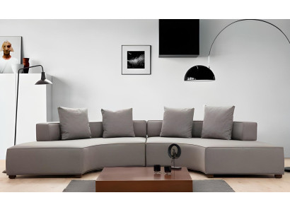 Corner sofa U-shape modern design textile material white solid color textile wood
