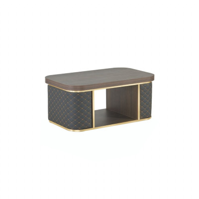 Coffee table brown black two-tone with shelf modern design rectangular