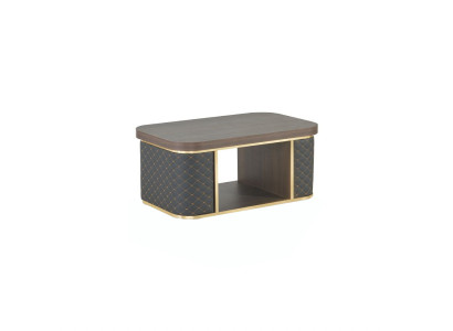 Coffee table brown black two-tone with shelf modern design rectangular