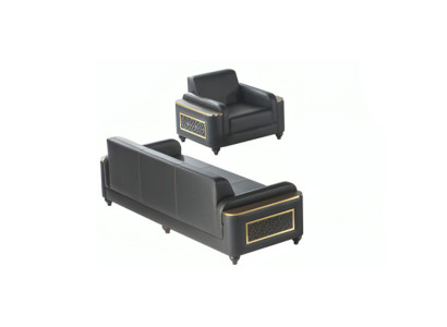 Study three-seater sofa with armchair black plain style living room
