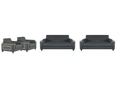Study Room Sofas Modern Design Living Room Set 4-piece Black Solid Color