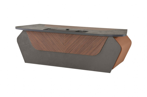 Office desk brown gray two-tone modern design rectangular desk