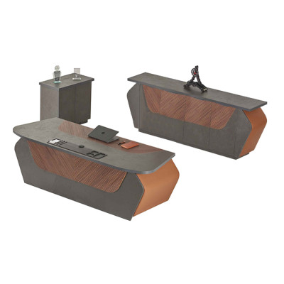 Office room set 3-piece, office table, sideboard, dresser, modern rectangular style
