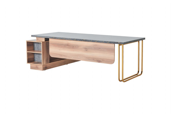 Office desk brown gray two-tone modern design study rectangular
