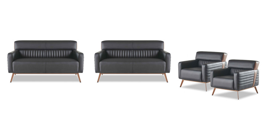 Sofas 4-piece 2-seater sofas armchair study set black solid color