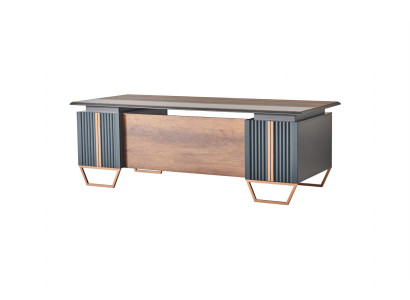Desk Study Room Office Table Rectangular Shape Gray Brown Two-Tone