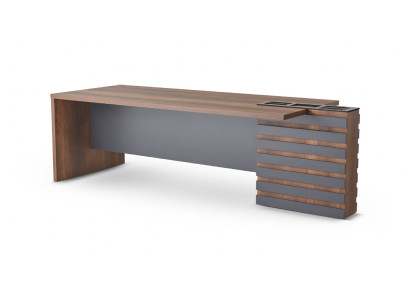 Office desk, brown and gray, two-tone, modern design, rectangular, for study rooms