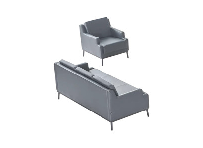 Study Room Set Dark Gray 3-Seater Armchair Solid Color Modern Design