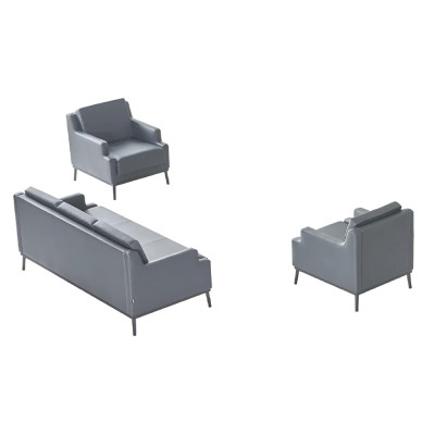 Office set 3-piece 3-seater with 2x armchair dark gray modern design