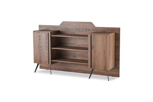 Filing Cabinet Sideboard Shelves Storage Space Brown Solid Color Modern Design