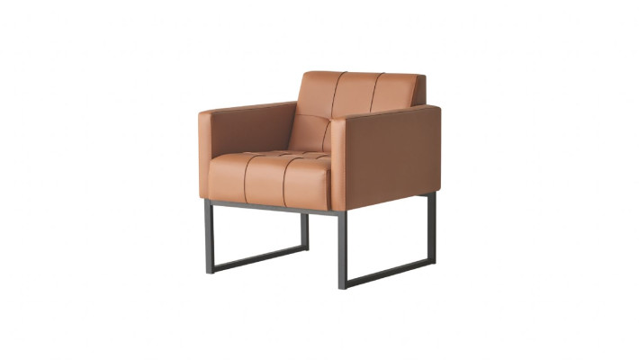 Armchair Brown Solid Color Study Modern Design 1-Seater Stainless Steel