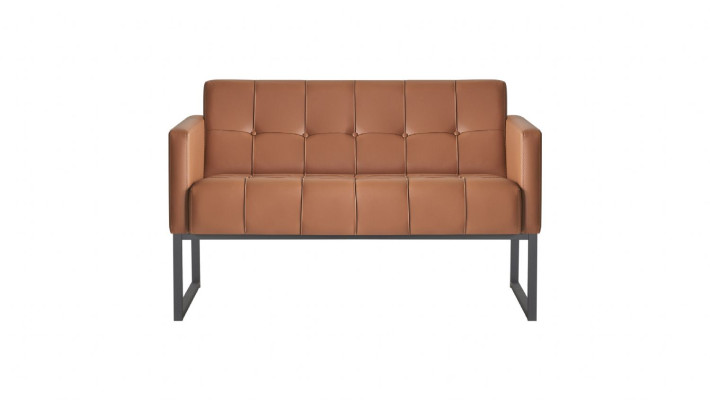 Sofa 2-Seater Brown Solid Color Modern Design Study Living Room