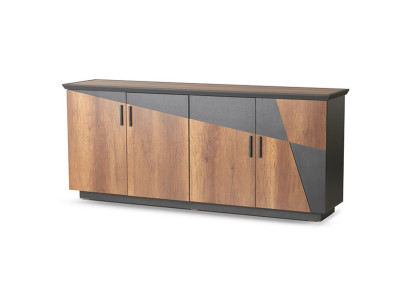 Sideboard Filing Cabinet with 4 Doors Brown / Gray Two-tone Modern Style