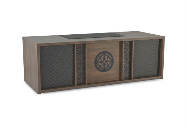 Office desk brown grey two-tone study rectangular shape modern