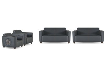 Office set 4-piece 2x 2-seater with 2x armchairs black color living room