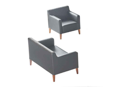 Office set 2-piece Black 2-seater Armchair Solid Color Living Room
