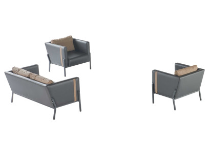 Home office seating luxurious faux leather 2-seater 2x leather armchairs