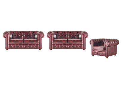 Leather sofas Chesterfield sofas 2-seater armchair Bordeaux classic leather