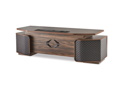 Office desk drawers study rectangular brown black modern wood