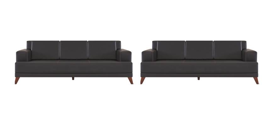 Leather sofas, modern couch, 3-seater, black upholstery, cushions, leather, wood