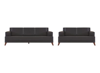 Modern Sofa Set Leather Sofas Black 3-Seater 2-Seater Cushions Pillows
