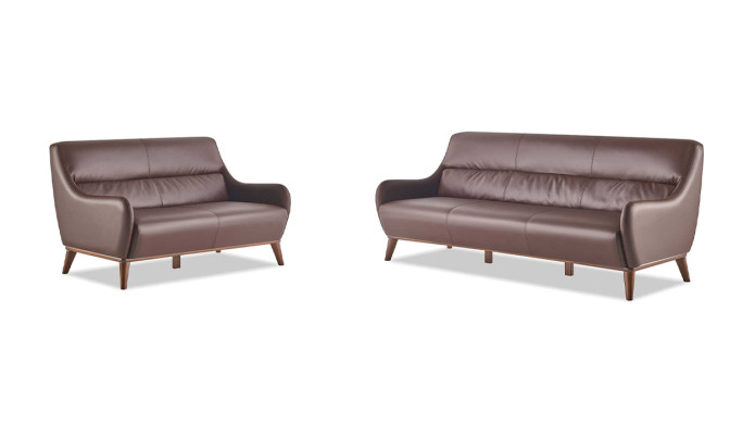 Classic 3-seater 2-seater brown sofa set couch leather sofas