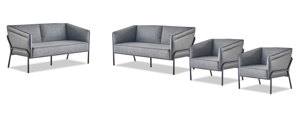 Gray Sofa Set 2-Seater Armchair Sofa Suites Sofas Fabric Leather Stainless Steel