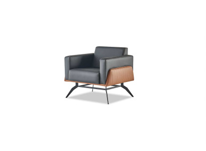 Armchair 1-Seater Seating Furniture Modern Leather Stainless Steel Wood Two-Seater