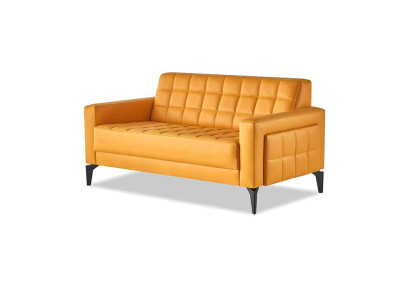 Yellow Couch 2-Seater Sofa Chesterfield Leather Sofa Seating Furniture Two-Seater