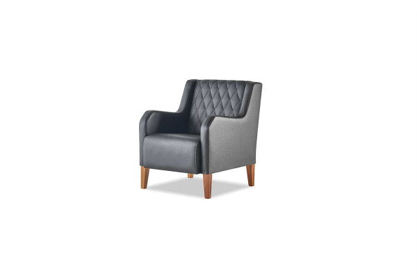 Black armchair, leather, wood, modern, 1-seater, soft seating furniture