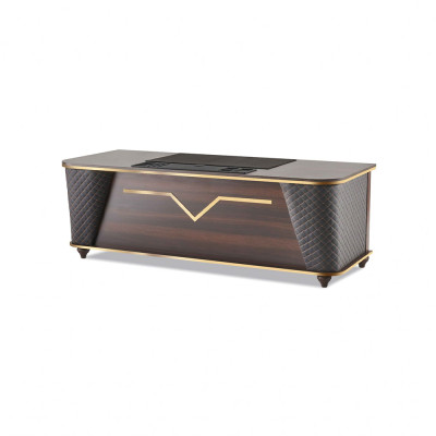 Office desk brown black wood modern style rectangular study office