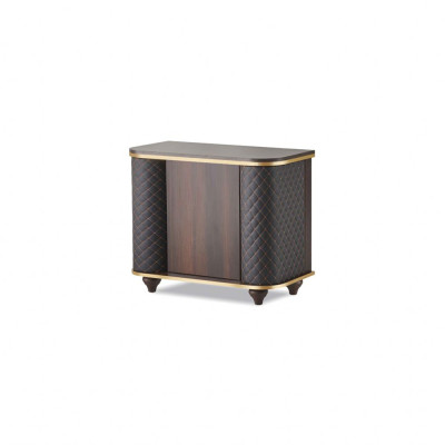 Rectangular Sideboard Brown Black Doors Modern Filing Cabinet