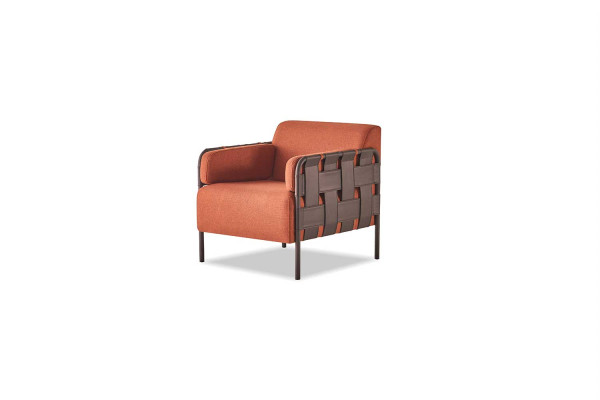 Armchair Orange Fabric Modern Leather Fabric Single-Seater Soft