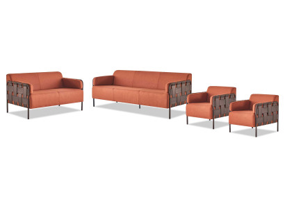 Complete set 3-seater 2-seater armchair orange sofa sets sofas textile