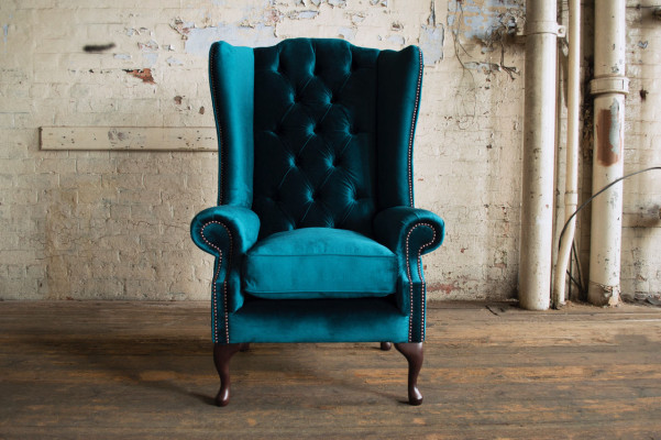 Wingback chair, armchair, TV design, upholstered sofa, couch, Chesterfield, textile, new 347