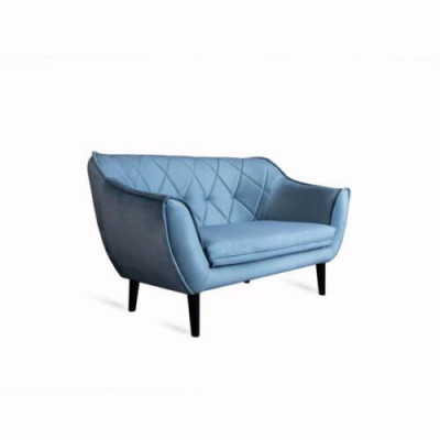 Comfortable, soft 2-seater sofa in luxurious upholstery in delicate blue color