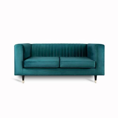 Sofa 2-Seater Green Elegant Modern Luxury Design Wood Furniture Upholstered Fabric New