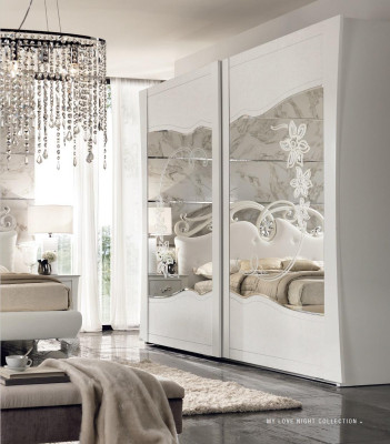 Wardrobe sliding doors bedroom wooden cabinet wardrobes wood mirror new