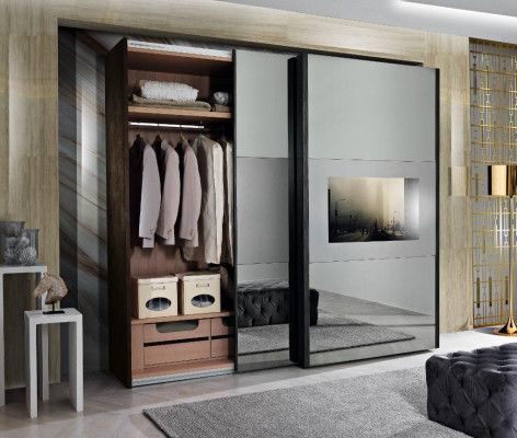 Solid wardrobe bedroom furniture Italy real wood wardrobe wooden cabinet