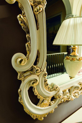 Classic Mirror Vanity Table Console Table Gold Wood Bedroom Furniture 2-piece