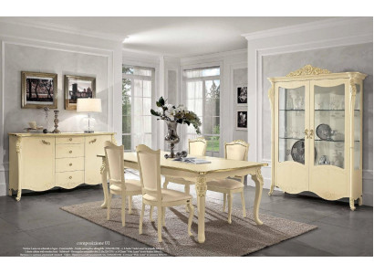 Display cabinet beige cupboard dining room bookshelf furniture solid wood glass cabinet new