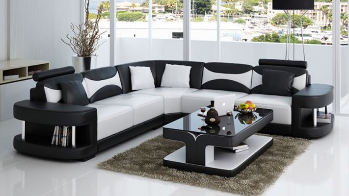 Design leather corner sofa couch upholstered corner sitting living landscape suite