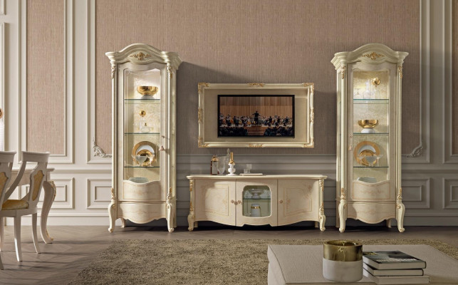 Classic display cabinet showcase luxury cabinet wood Italian style furniture glass new