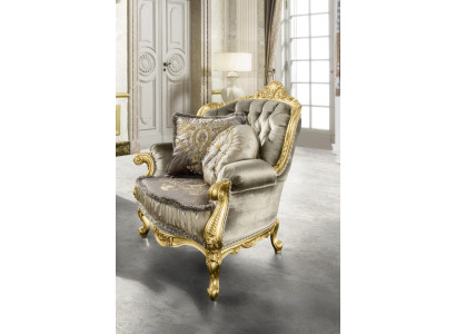 Armchair Relax Fabric Lounge Club Upholstery Design Couch Sofa Seat Luxury Gold New